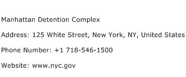 Manhattan Detention Complex Address Contact Number