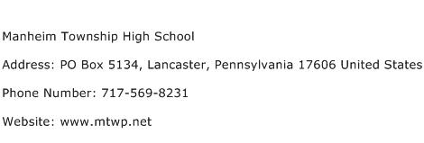 Manheim Township High School Address Contact Number