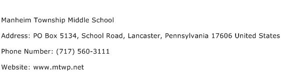 Manheim Township Middle School Address Contact Number