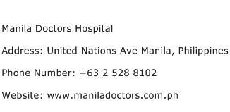 Manila Doctors Hospital Address Contact Number