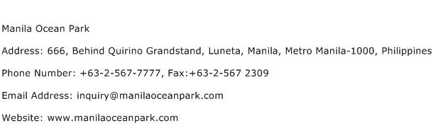 Manila Ocean Park Address Contact Number