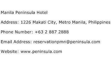 Manila Peninsula Hotel Address Contact Number