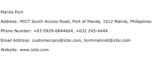 Manila Port Address Contact Number