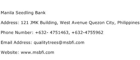 Manila Seedling Bank Address Contact Number