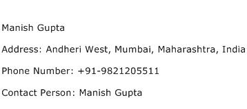 Manish Gupta Address Contact Number