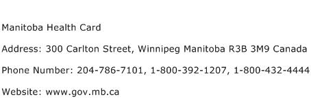 Manitoba Health Card Address Contact Number