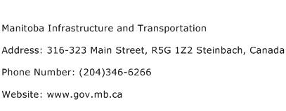 Manitoba Infrastructure and Transportation Address Contact Number