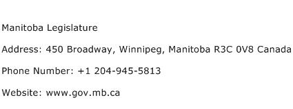 Manitoba Legislature Address Contact Number