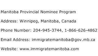 Manitoba Provincial Nominee Program Address Contact Number