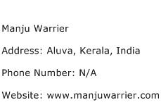 Manju Warrier Address Contact Number