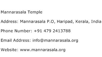 Mannarasala Temple Address Contact Number