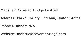 Mansfield Covered Bridge Festival Address Contact Number