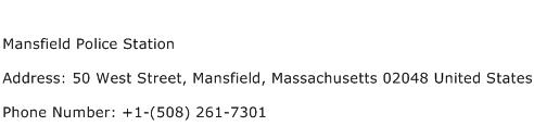Mansfield Police Station Address Contact Number