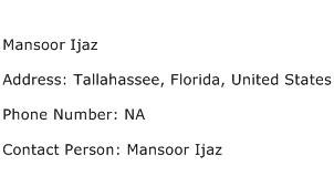 Mansoor Ijaz Address Contact Number