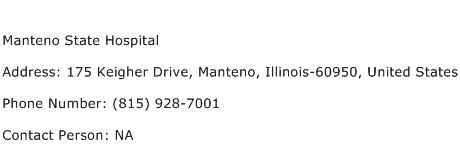 Manteno State Hospital Address Contact Number
