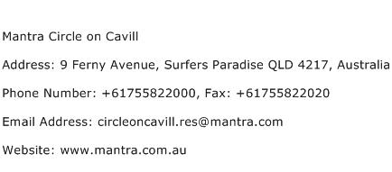 Mantra Circle on Cavill Address Contact Number