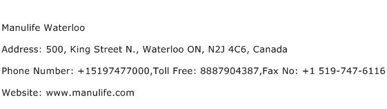 Manulife Waterloo Address Contact Number