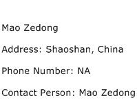 Mao Zedong Address Contact Number