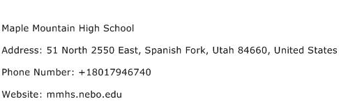 Maple Mountain High School Address Contact Number