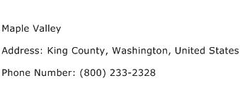 Maple Valley Address Contact Number