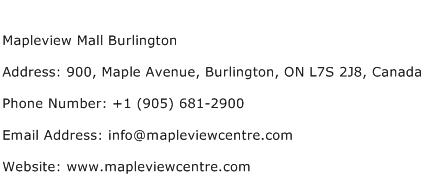 Mapleview Mall Burlington Address Contact Number