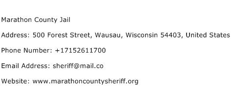 Marathon County Jail Address Contact Number