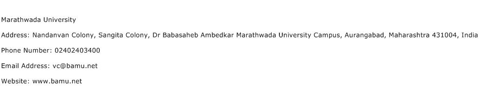 Marathwada University Address Contact Number
