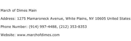 March of Dimes Main Address Contact Number