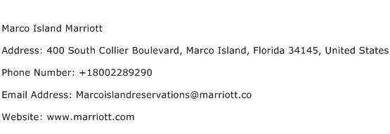 Marco Island Marriott Address Contact Number