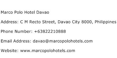 Marco Polo Hotel Davao Address Contact Number