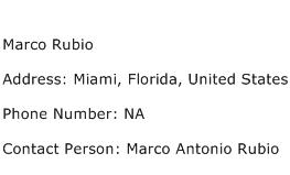 Marco Rubio Address Contact Number
