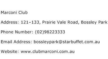 Marconi Club Address Contact Number