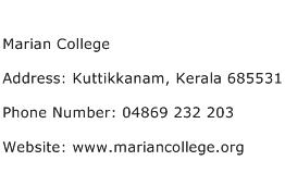 Marian College Address Contact Number