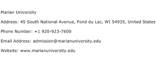 Marian University Address Contact Number