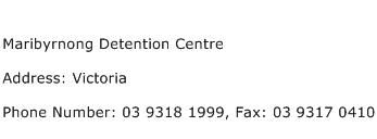 Maribyrnong Detention Centre Address Contact Number
