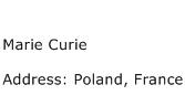 Marie Curie Address Contact Number