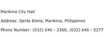 Marikina City Hall Address Contact Number