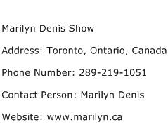 Marilyn Denis Show Address Contact Number