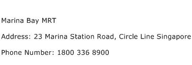 Marina Bay MRT Address Contact Number