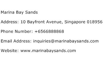 Marina Bay Sands Address Contact Number