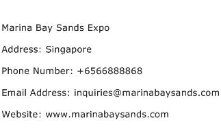 Marina Bay Sands Expo Address Contact Number
