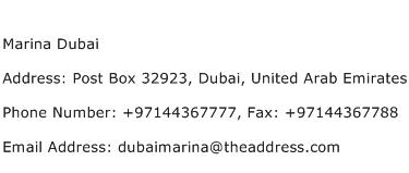 Marina Dubai Address Contact Number