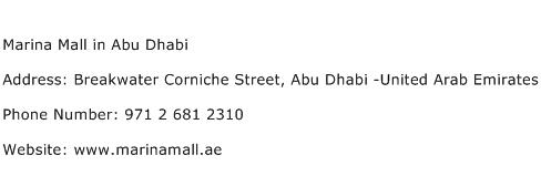 Marina Mall in Abu Dhabi Address Contact Number