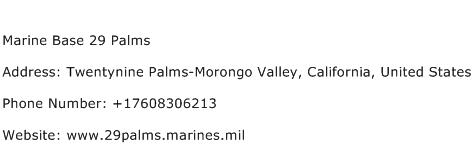 Marine Base 29 Palms Address Contact Number