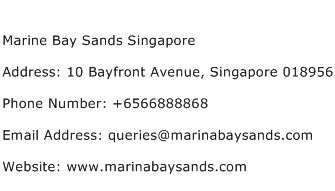Marine Bay Sands Singapore Address Contact Number