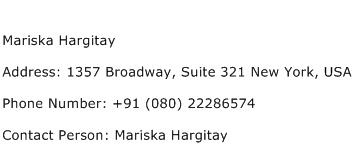 Mariska Hargitay Address Contact Number