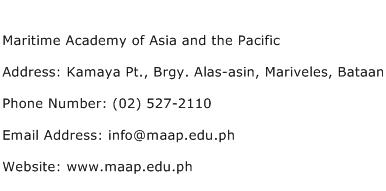 Maritime Academy of Asia and the Pacific Address Contact Number