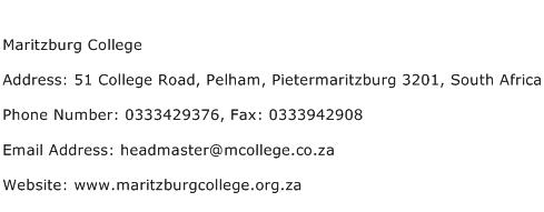 Maritzburg College Address Contact Number