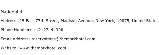 Mark Hotel Address Contact Number