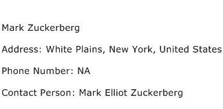 Mark Zuckerberg Address Contact Number
